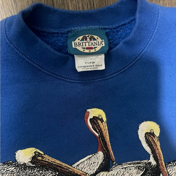 VTG Crewneck Sweatshirt XLarge Blue Beach Florida Pelican Graphic - Picture 3 of 3